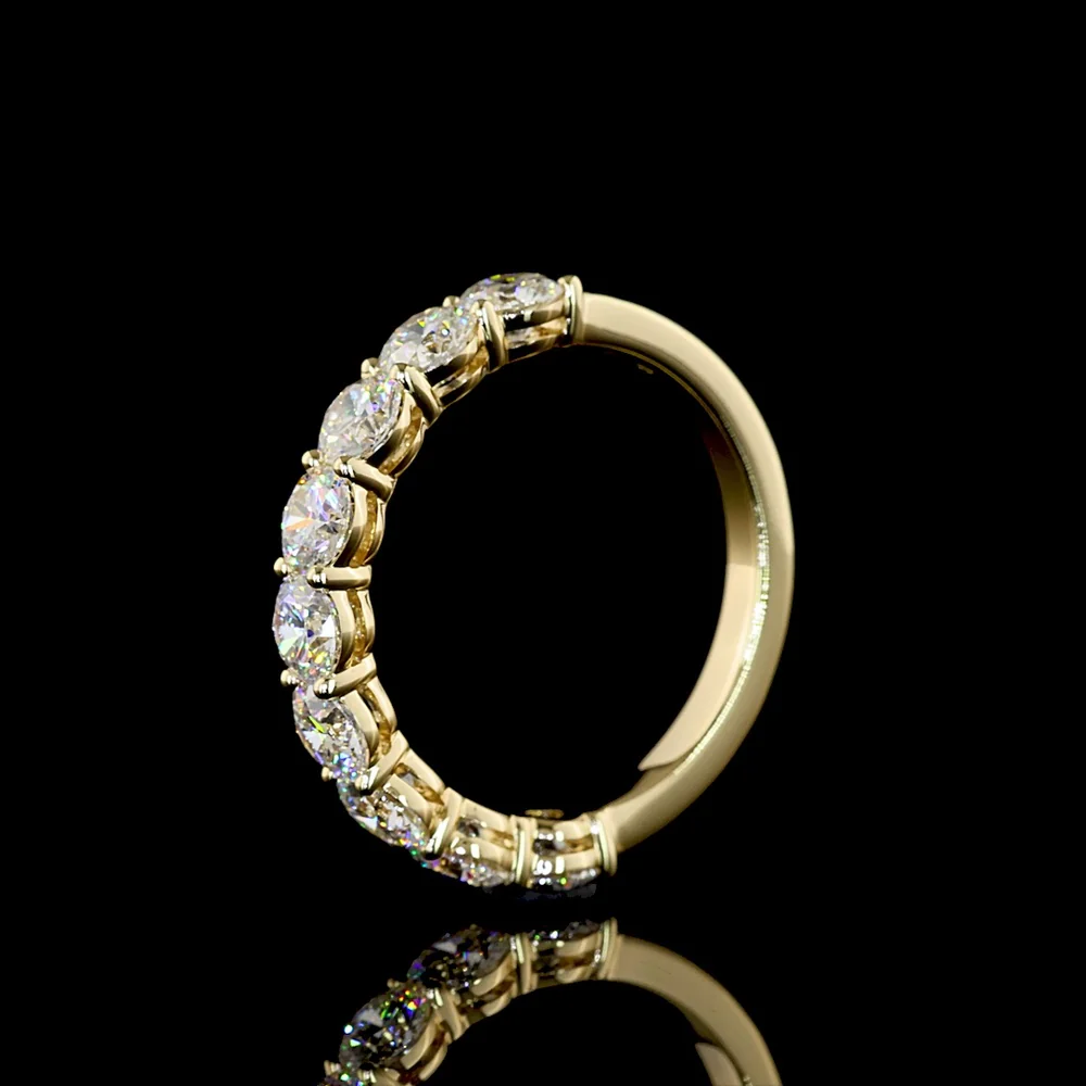 14K Yellow Gold Half Eternity Band with 9 Round Brilliant Cut Lab-Grown Diamonds - 1.69 Carat Total Diamond Weight - Covaloro Fine Jewelry - Image 4