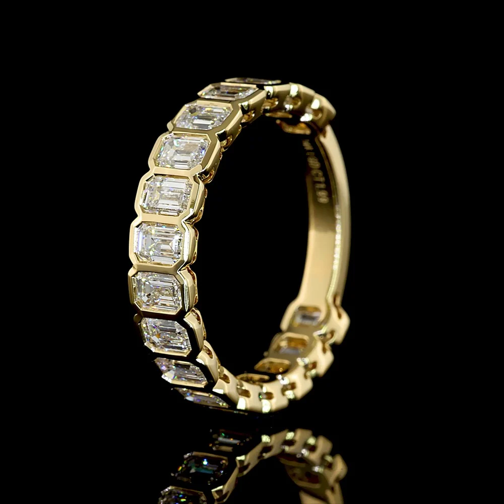 14K Yellow Gold Half Eternity Band with Bezel Set Emerald Cut Lab Diamonds - 2.11 Carats Total Weight, E-F Color, VS Clarity - Covaloro Fine Jewelry - Image 4