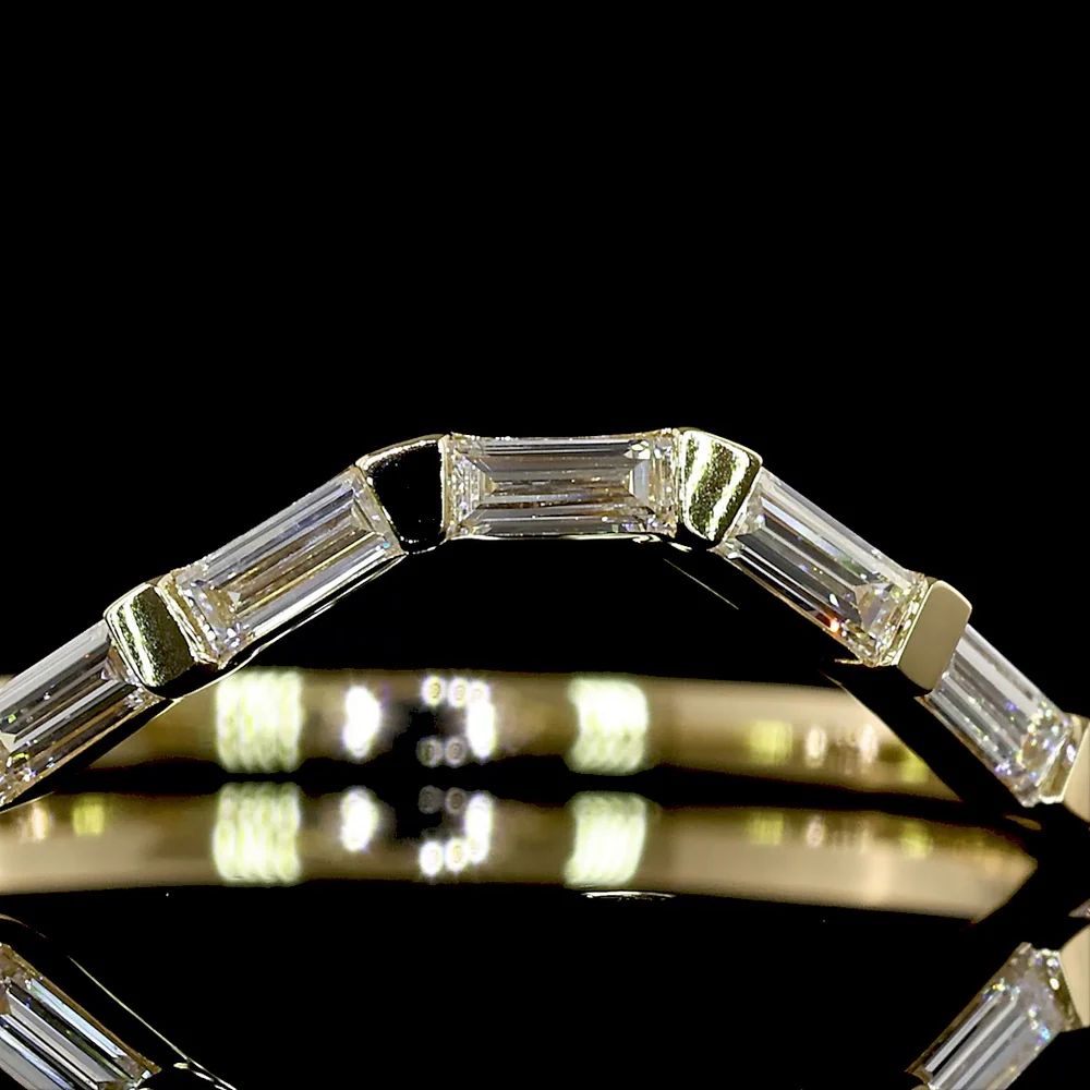 14K Yellow Gold Half Eternity Band with East-West Bezel Set Baguette Lab Diamonds - 0.30 Carats Total Diamond Weight - Covaloro Fine Jewelry - Image 2
