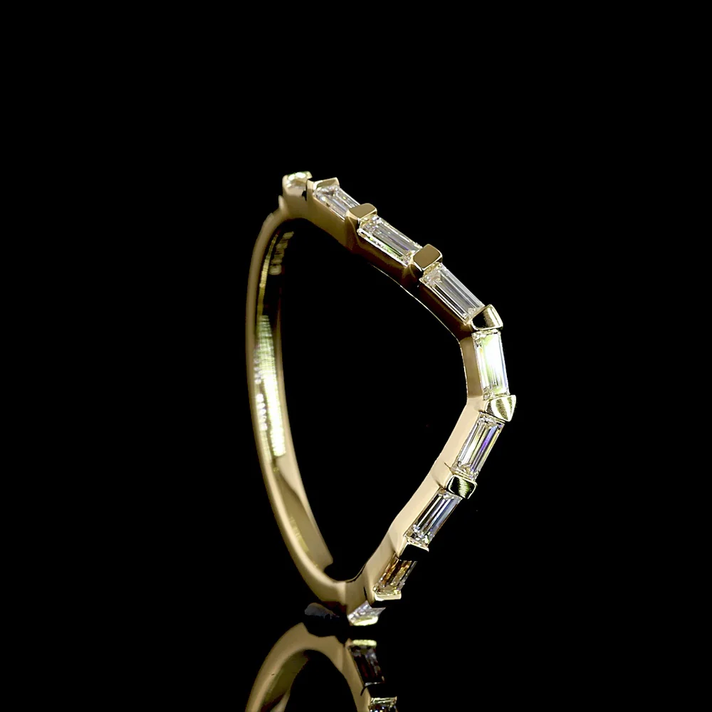 14K Yellow Gold Half Eternity Band with East-West Bezel Set Baguette Lab Diamonds - 0.30 Carats Total Diamond Weight - Covaloro Fine Jewelry - Image 3