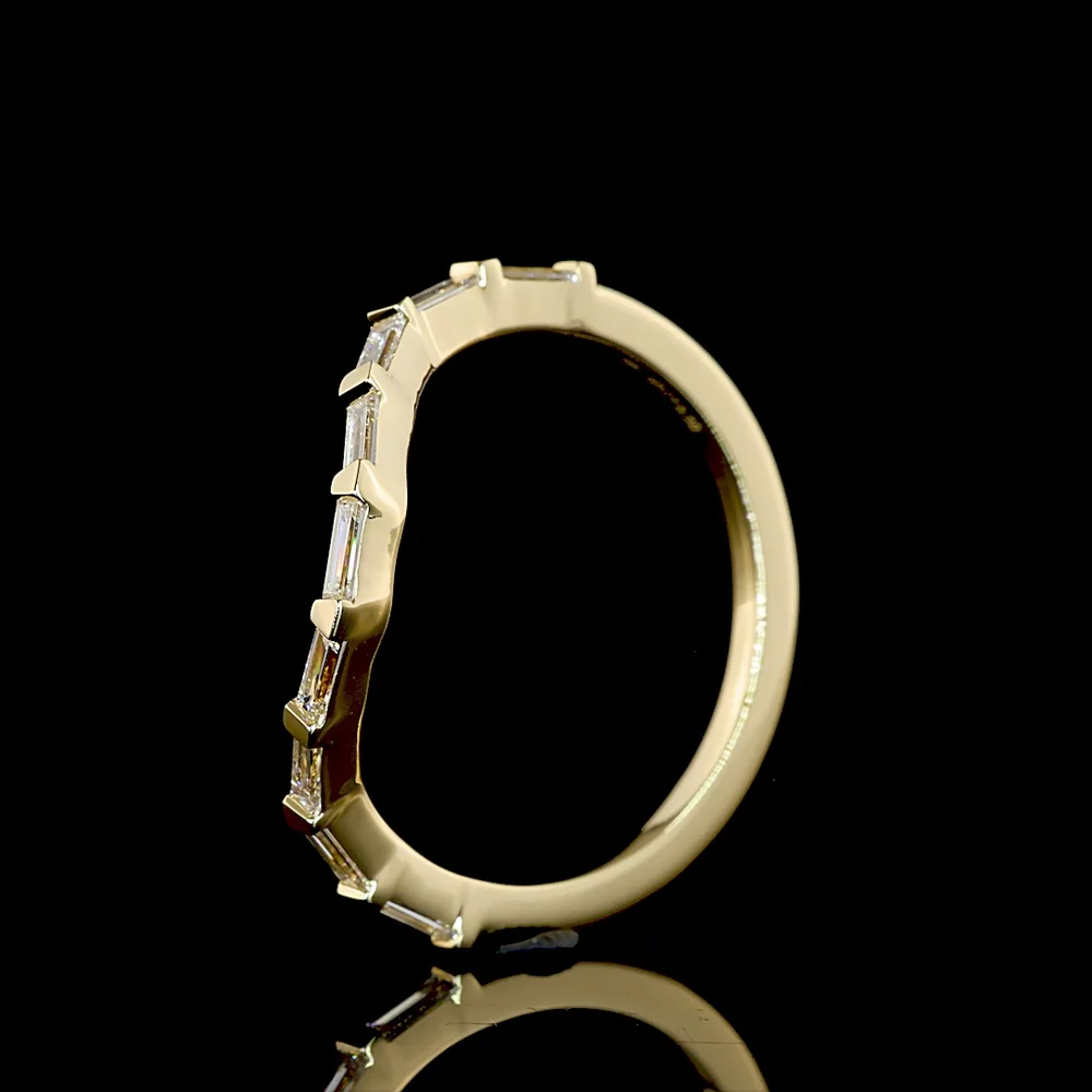 14K Yellow Gold Half Eternity Band with East-West Bezel Set Baguette Lab Diamonds - 0.30 Carats Total Diamond Weight - Covaloro Fine Jewelry - Image 4