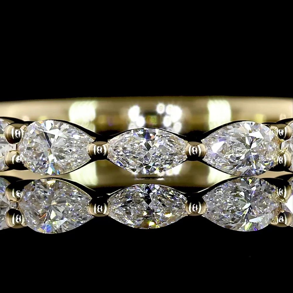 14K Yellow Gold Half Eternity Band with East-West Marquise and Pear Shape Lab Grown Diamonds - 0.40 Carat Total Diamond Weight - Covaloro Fine Jewelry - Image 2