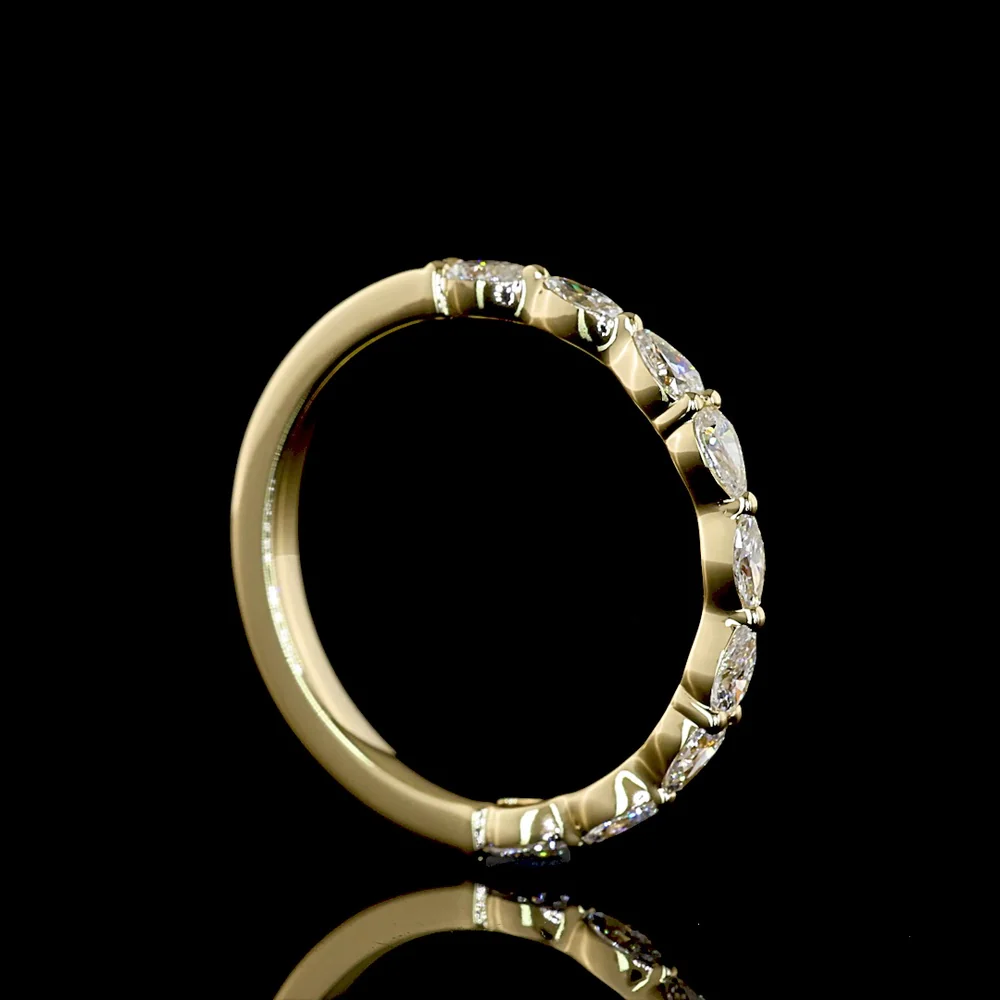 14K Yellow Gold Half Eternity Band with East-West Marquise and Pear Shape Lab Grown Diamonds - 0.40 Carat Total Diamond Weight - Covaloro Fine Jewelry - Image 3