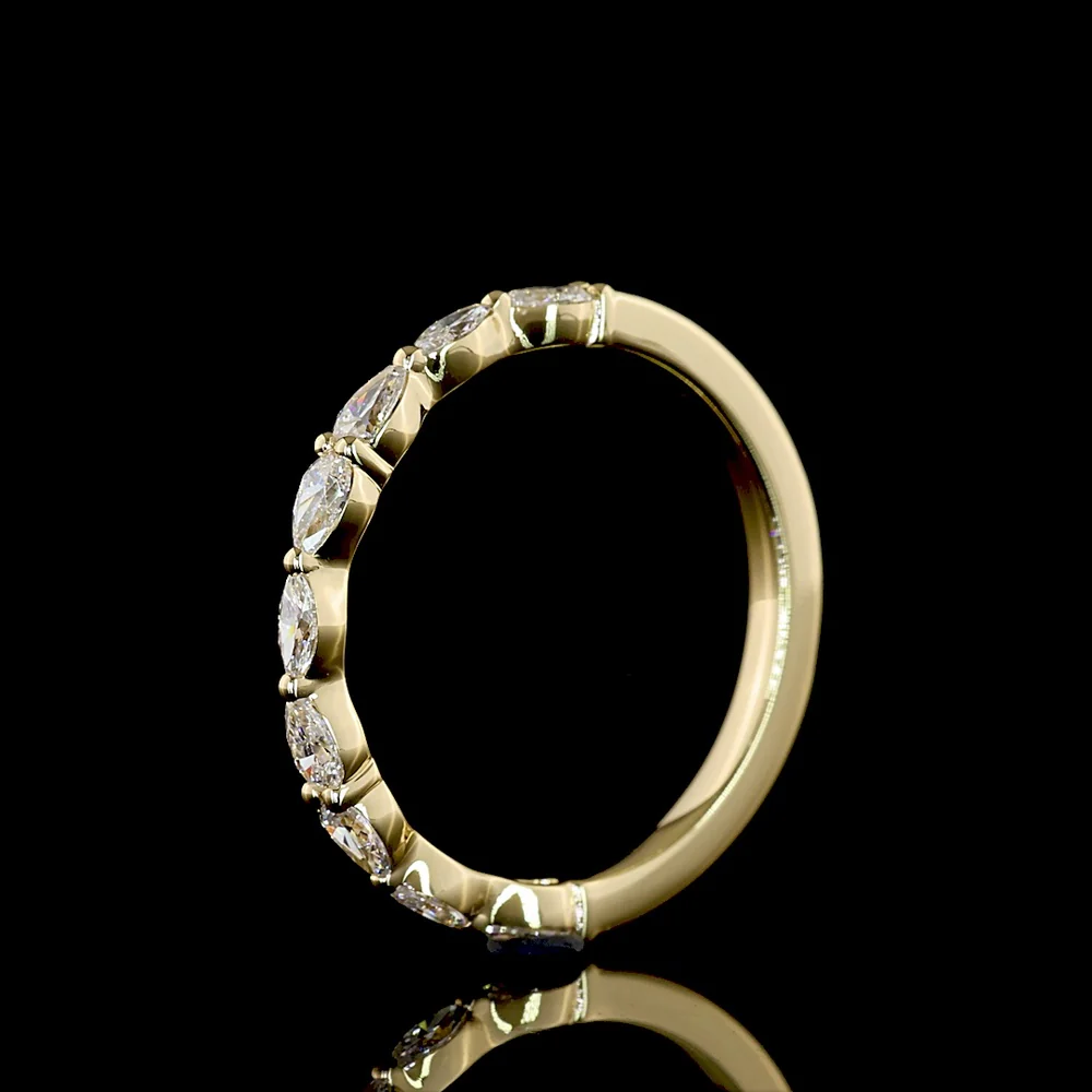 14K Yellow Gold Half Eternity Band with East-West Marquise and Pear Shape Lab Grown Diamonds - 0.40 Carat Total Diamond Weight - Covaloro Fine Jewelry - Image 4