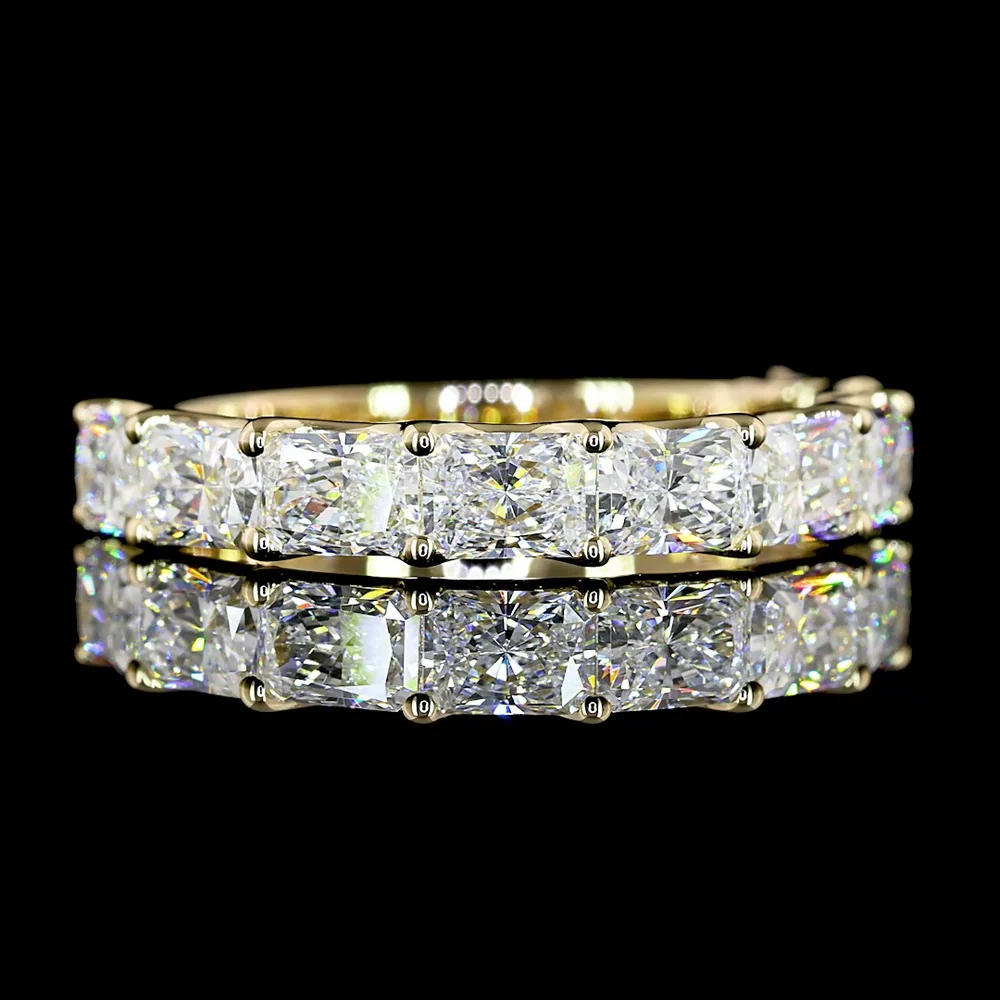 14K Yellow Gold Half Eternity Band with East-West Prong Set Radiant Cut Lab Diamonds - 2.01 Carat Total Weight - Covaloro Fine Jewelry