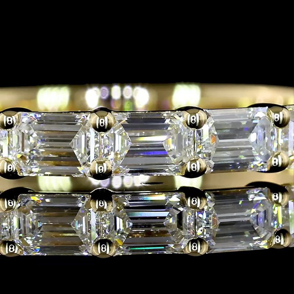 14K Yellow Gold Half Eternity Band with East-West Set Emerald Cut Lab Diamonds - 0.93 Carat Total Weight, E-F Color, VS Clarity - Covaloro Fine Jewelry - Image 2
