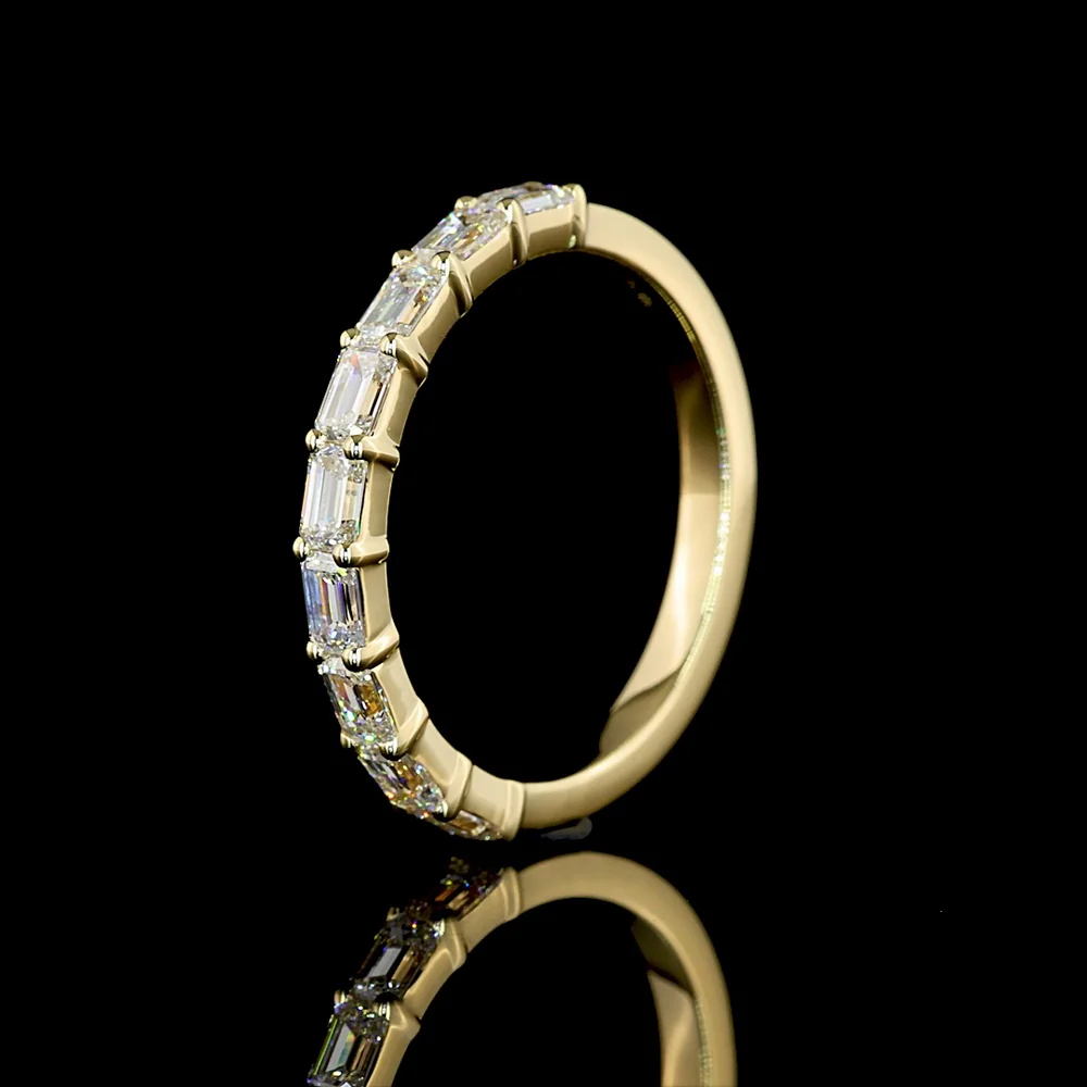 14K Yellow Gold Half Eternity Band with East-West Set Emerald Cut Lab Diamonds - 0.93 Carat Total Weight, E-F Color, VS Clarity - Covaloro Fine Jewelry - Image 4
