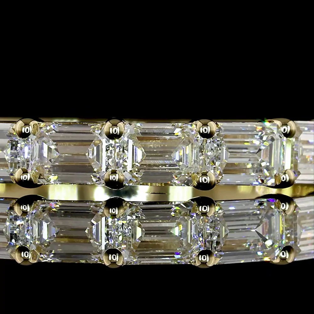 14K Yellow Gold Half Eternity Band with East-West Set Emerald Cut Lab Diamonds - 1.10 Carats Total Diamond Weight - Covaloro Fine Jewelry - Image 2