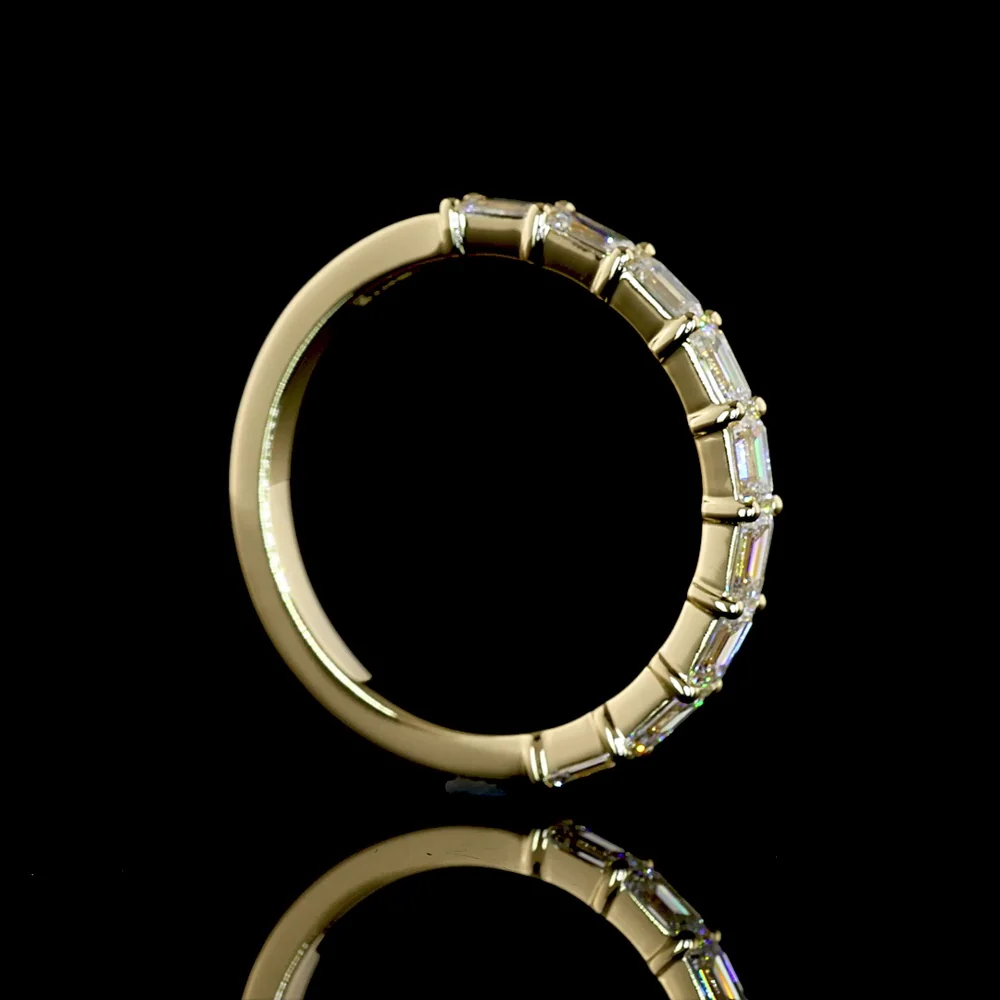 14K Yellow Gold Half Eternity Band with East-West Set Emerald Cut Lab Diamonds - 1.10 Carats Total Diamond Weight - Covaloro Fine Jewelry - Image 3