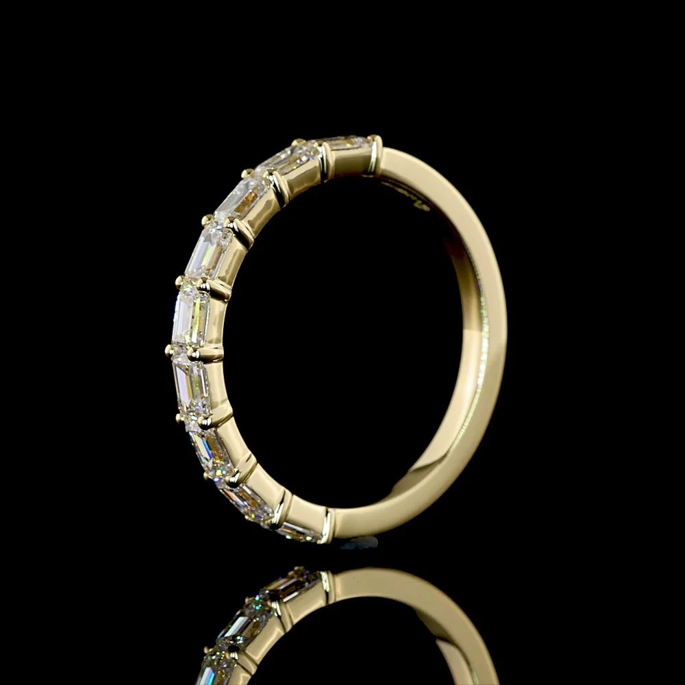 14K Yellow Gold Half Eternity Band with East-West Set Emerald Cut Lab Diamonds - 1.10 Carats Total Diamond Weight - Covaloro Fine Jewelry - Image 4