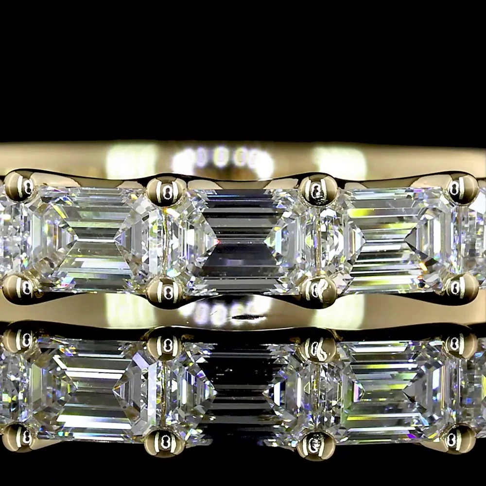 14K Yellow Gold Half Eternity Band with East-West Set Emerald Cut Lab Diamonds - 1.14 Carat Total Diamond Weight - Covaloro Fine Jewelry - Image 2