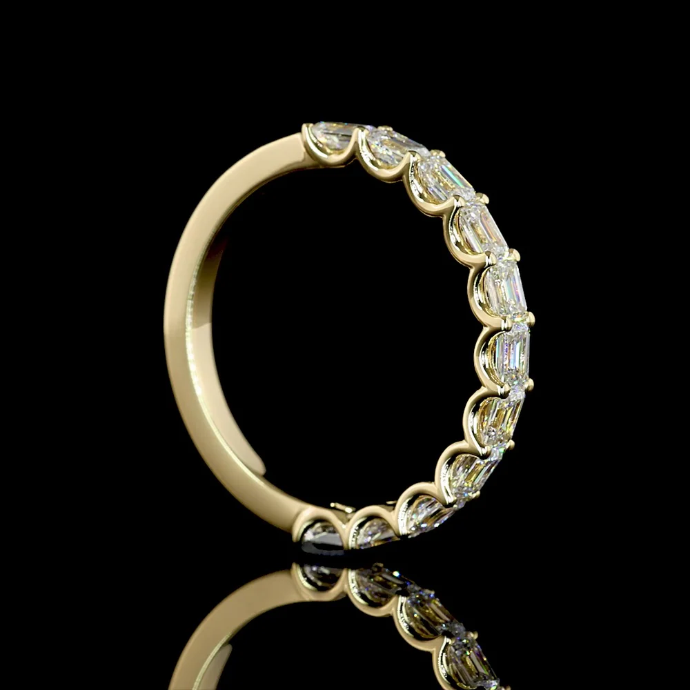 14K Yellow Gold Half Eternity Band with East-West Set Emerald Cut Lab Diamonds - 1.14 Carat Total Diamond Weight - Covaloro Fine Jewelry - Image 3