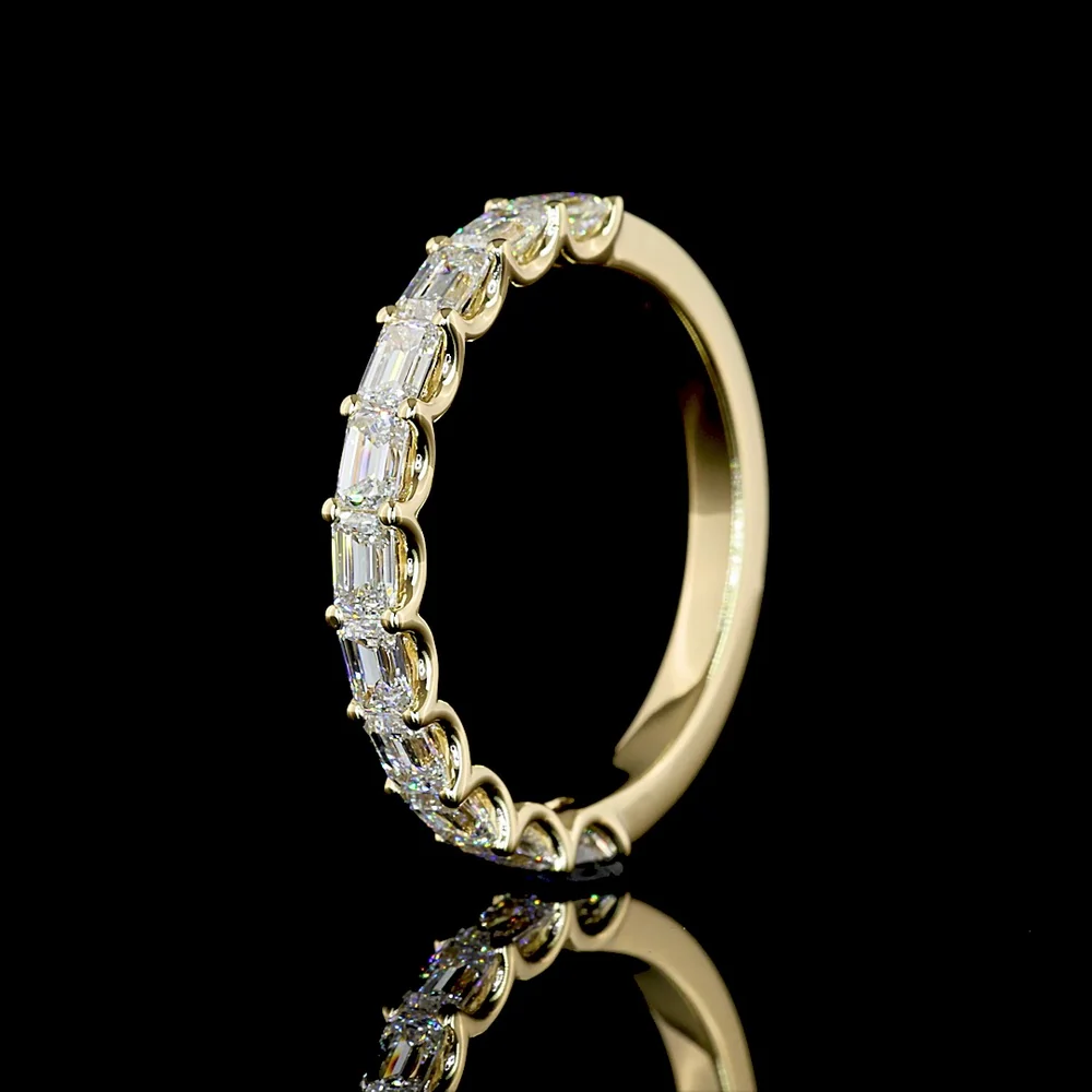 14K Yellow Gold Half Eternity Band with East-West Set Emerald Cut Lab Diamonds - 1.14 Carat Total Diamond Weight - Covaloro Fine Jewelry - Image 4