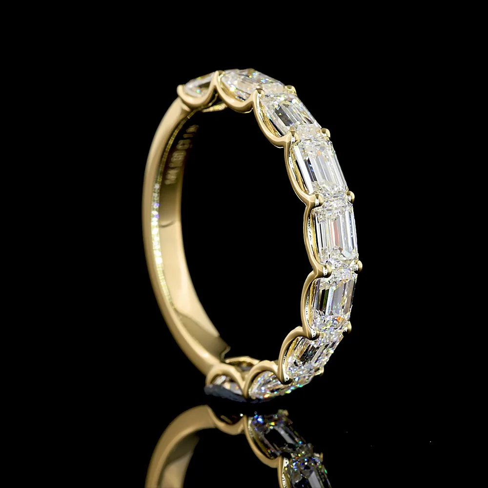 14K Yellow Gold Half Eternity Band with East-West Set Emerald Cut Lab Diamonds - 1.95 Carats Total Diamond Weight - Covaloro Fine Jewelry - Image 3