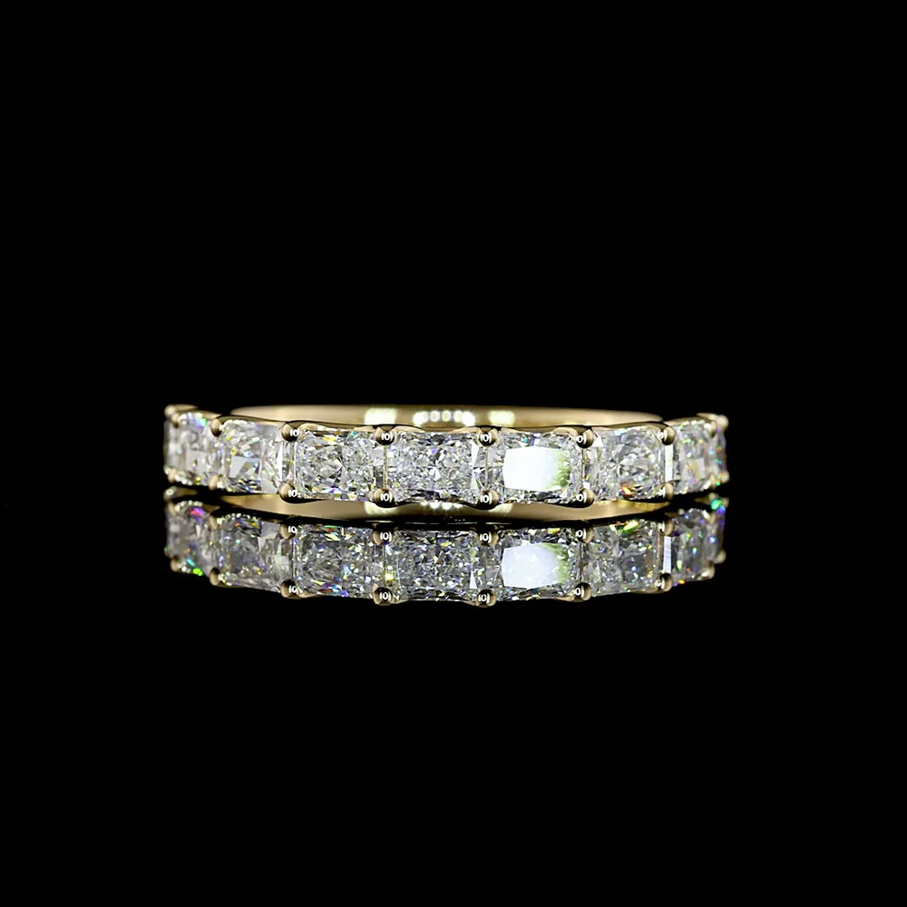 14K Yellow Gold Half Eternity Band with East-West Set Radiant Cut Lab Diamonds - 1.11 Carat Total Weight, E-F VS1 Clarity - Covaloro Fine Jewelry