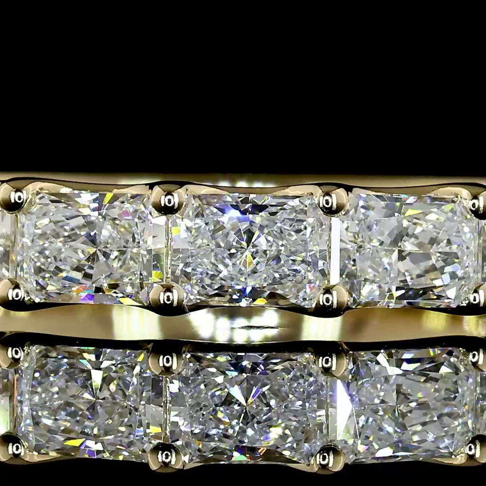 14K Yellow Gold Half Eternity Band with East-West Set Radiant Cut Lab Diamonds - 1.11 Carat Total Weight, E-F VS1 Clarity - Covaloro Fine Jewelry - Image 2