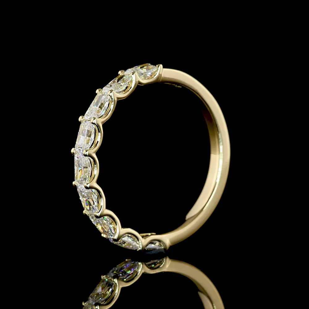 14K Yellow Gold Half Eternity Band with East-West Set Radiant Cut Lab Diamonds - 1.11 Carat Total Weight, E-F VS1 Clarity - Covaloro Fine Jewelry - Image 4