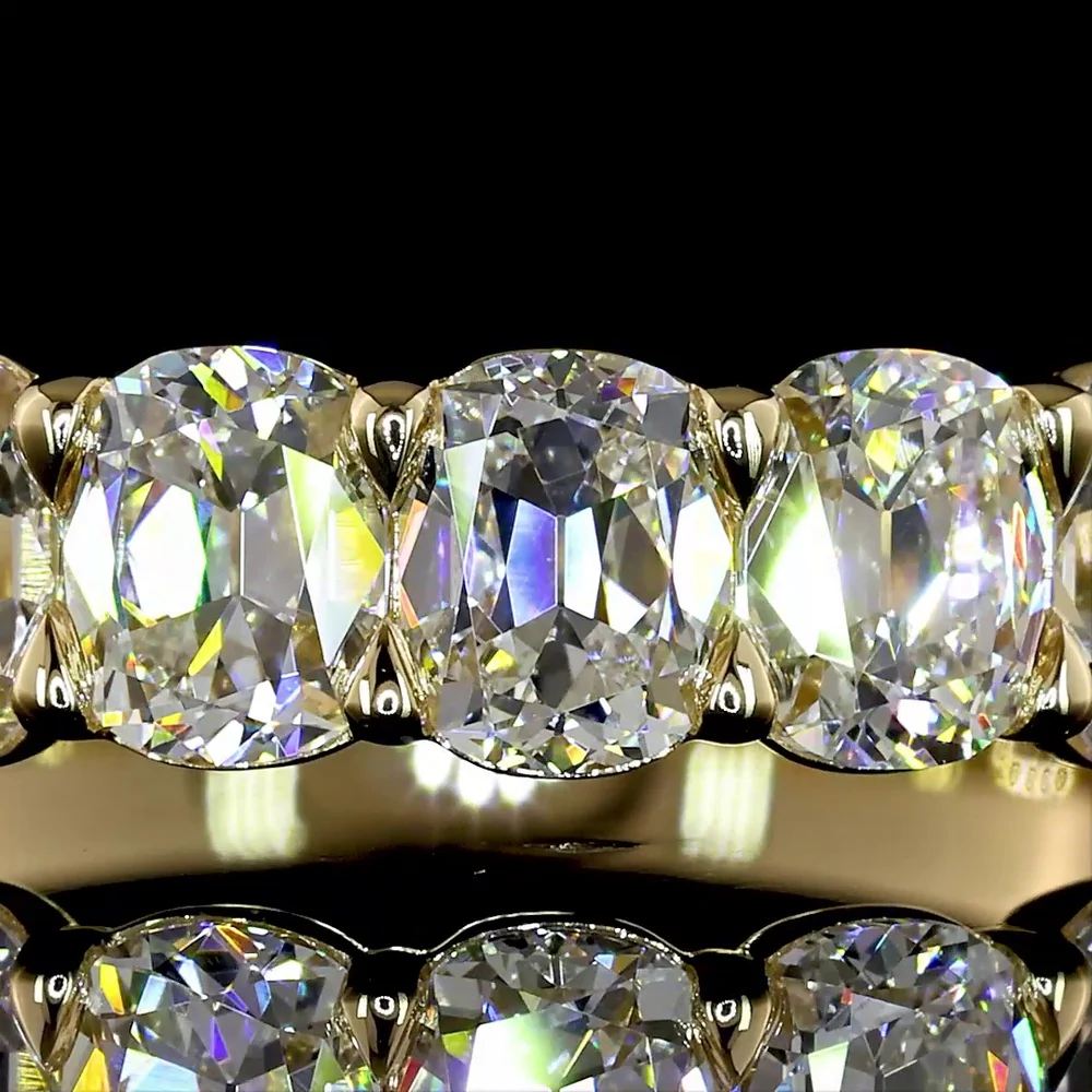 14K Yellow Gold Half Eternity Band with North-South Antique Cushion Cut Lab Diamonds - 2.09 Carat Total Weight, E-F Color VS1 Clarity - Covaloro Fine Jewelry - Image 2