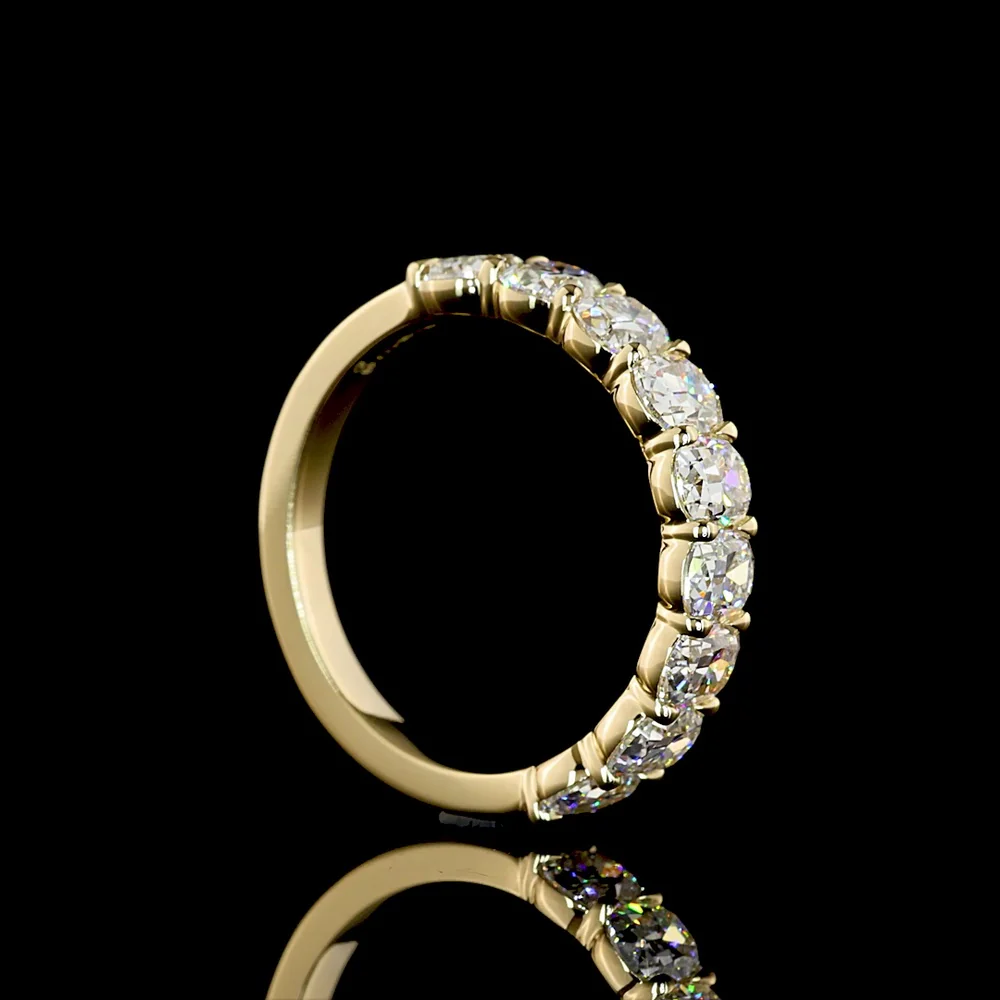 14K Yellow Gold Half Eternity Band with North-South Antique Cushion Cut Lab Diamonds - 2.09 Carat Total Weight, E-F Color VS1 Clarity - Covaloro Fine Jewelry - Image 3