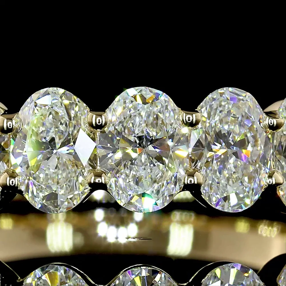 14K Yellow Gold Half Eternity Band with North-South Oval Cut Lab Diamonds - 2.05 Carat Total Weight (9 Stones, E-F Color, VS Clarity) - Covaloro Fine Jewelry - Image 2