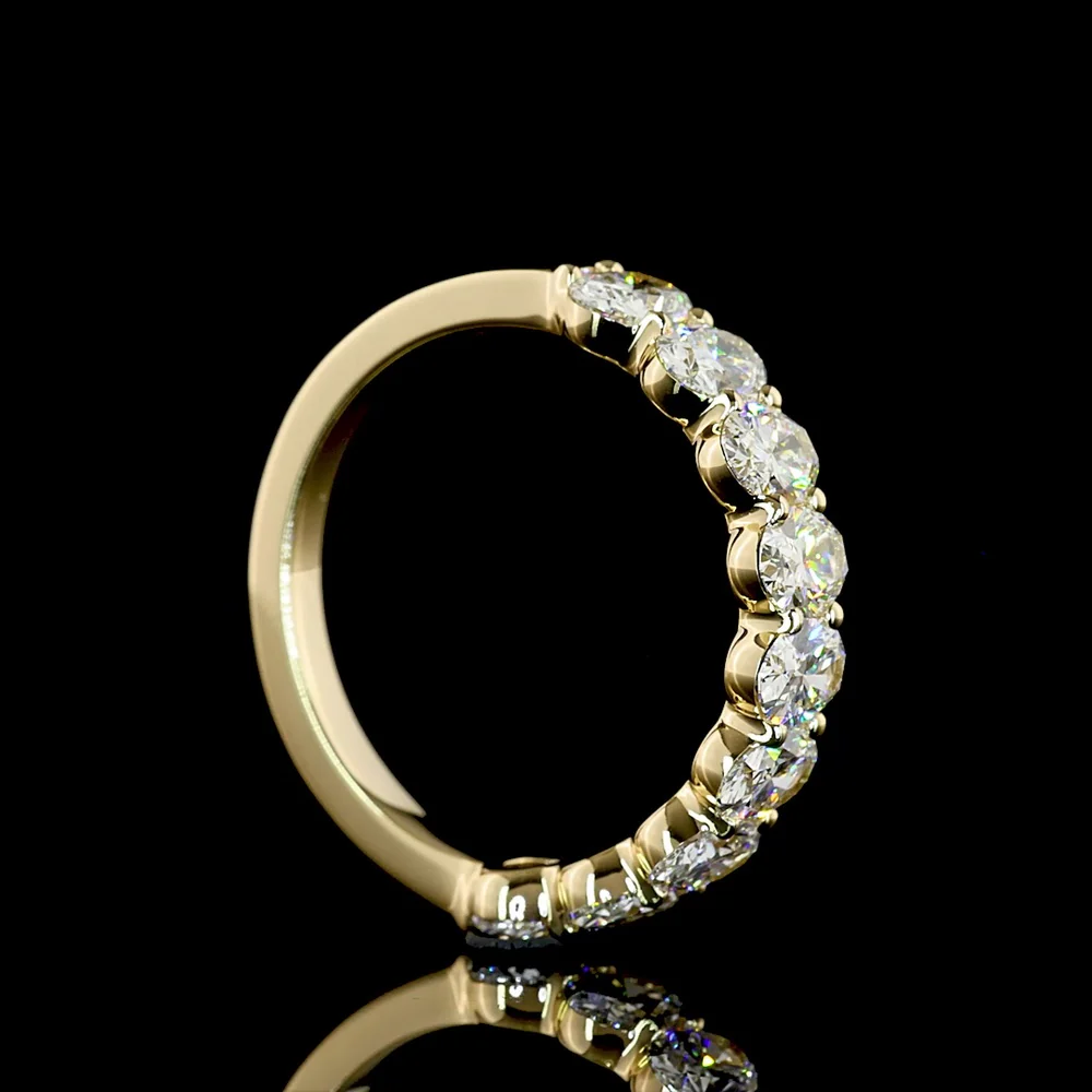14K Yellow Gold Half Eternity Band with North-South Oval Cut Lab Diamonds - 2.05 Carat Total Weight (9 Stones, E-F Color, VS Clarity) - Covaloro Fine Jewelry - Image 3