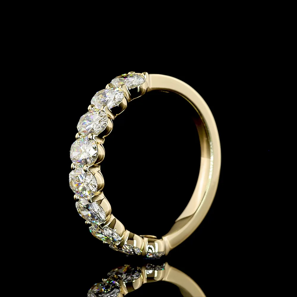 14K Yellow Gold Half Eternity Band with North-South Oval Cut Lab Diamonds - 2.05 Carat Total Weight (9 Stones, E-F Color, VS Clarity) - Covaloro Fine Jewelry - Image 4