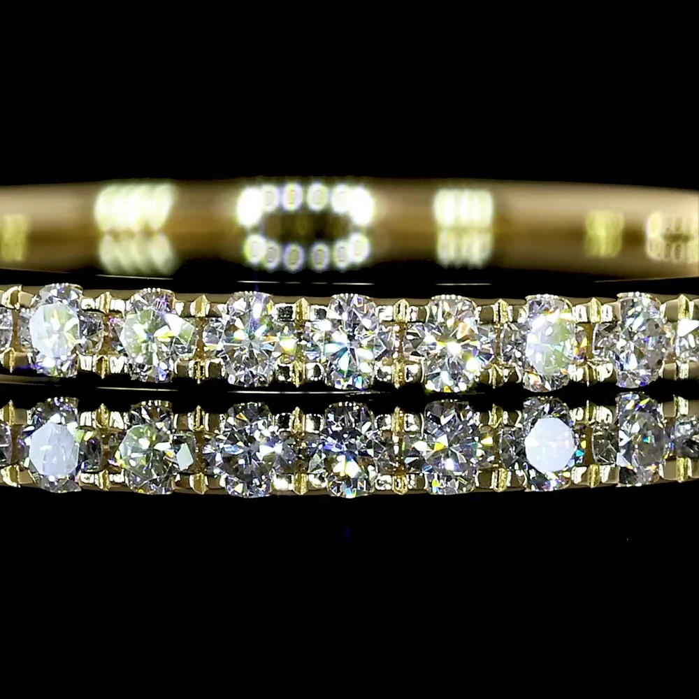14K Yellow Gold Half Eternity Band with Pave-Set Round Lab Diamonds - 0.25 Carats Total Diamond Weight - Covaloro Fine Jewelry - Image 2