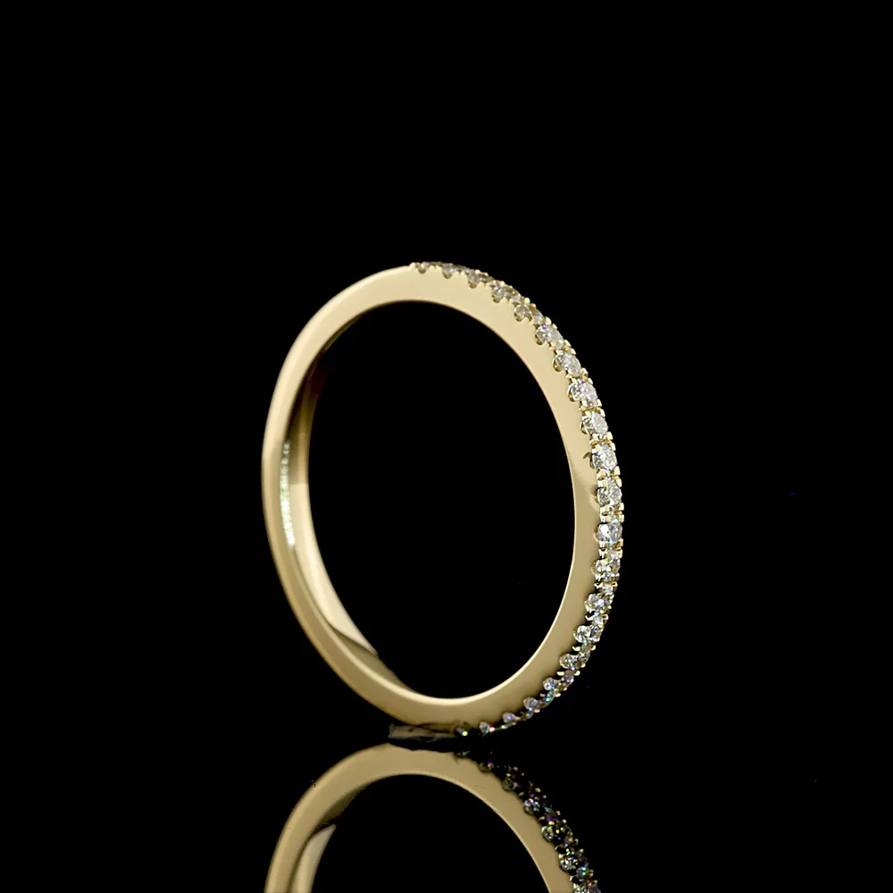 14K Yellow Gold Half Eternity Band with Pave-Set Round Lab Diamonds - 0.25 Carats Total Diamond Weight - Covaloro Fine Jewelry - Image 3