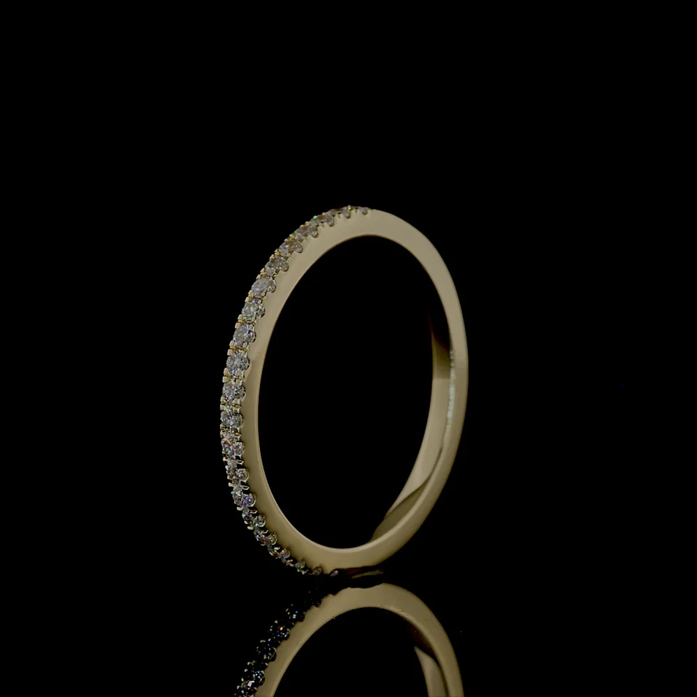14K Yellow Gold Half Eternity Band with Pave-Set Round Lab Diamonds - 0.25 Carats Total Diamond Weight - Covaloro Fine Jewelry - Image 4