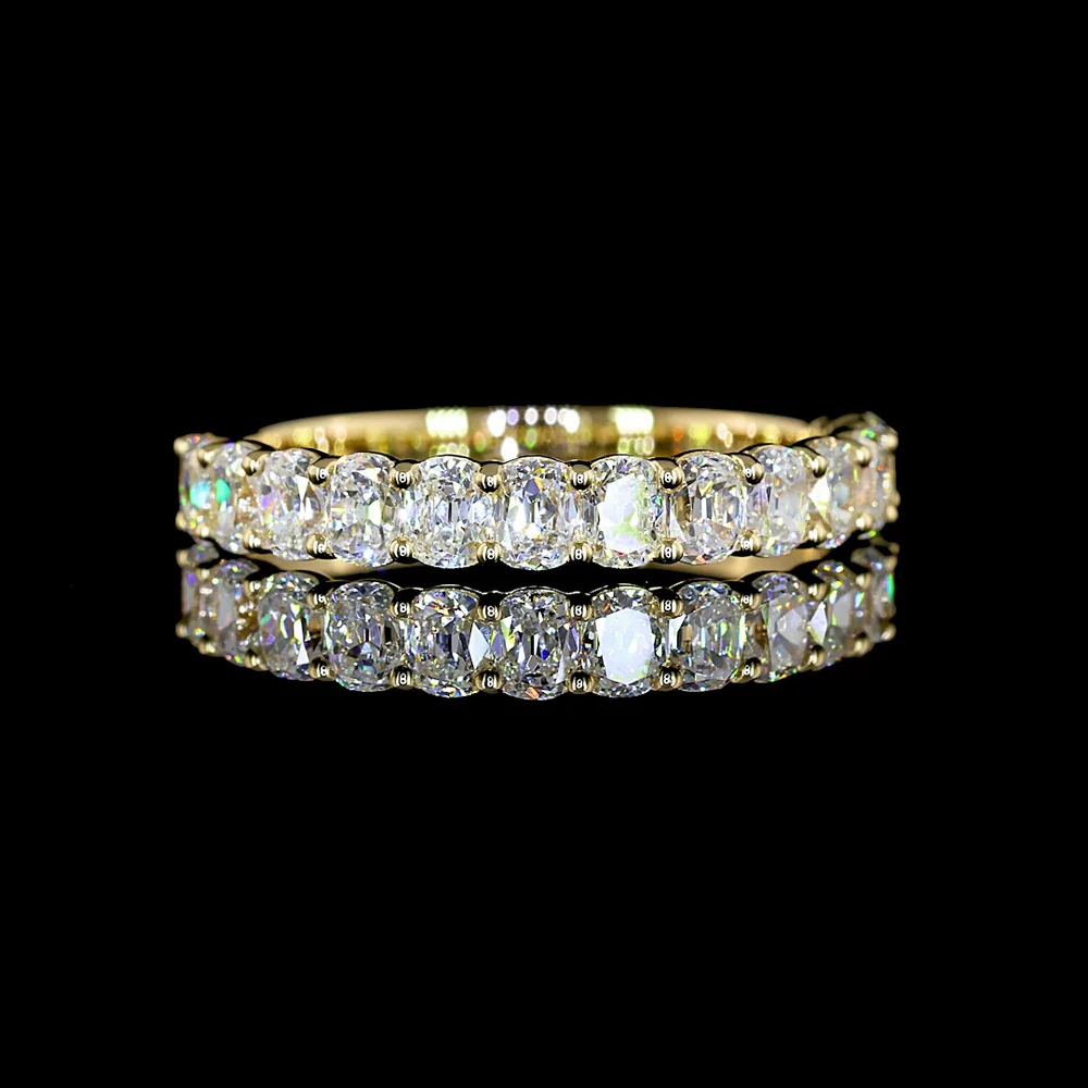 14K Yellow Gold Half Eternity Band with Prong Set Antique Cushion Cut Lab Diamonds - 1.21 Carat Total Diamond Weight - Covaloro Fine Jewelry