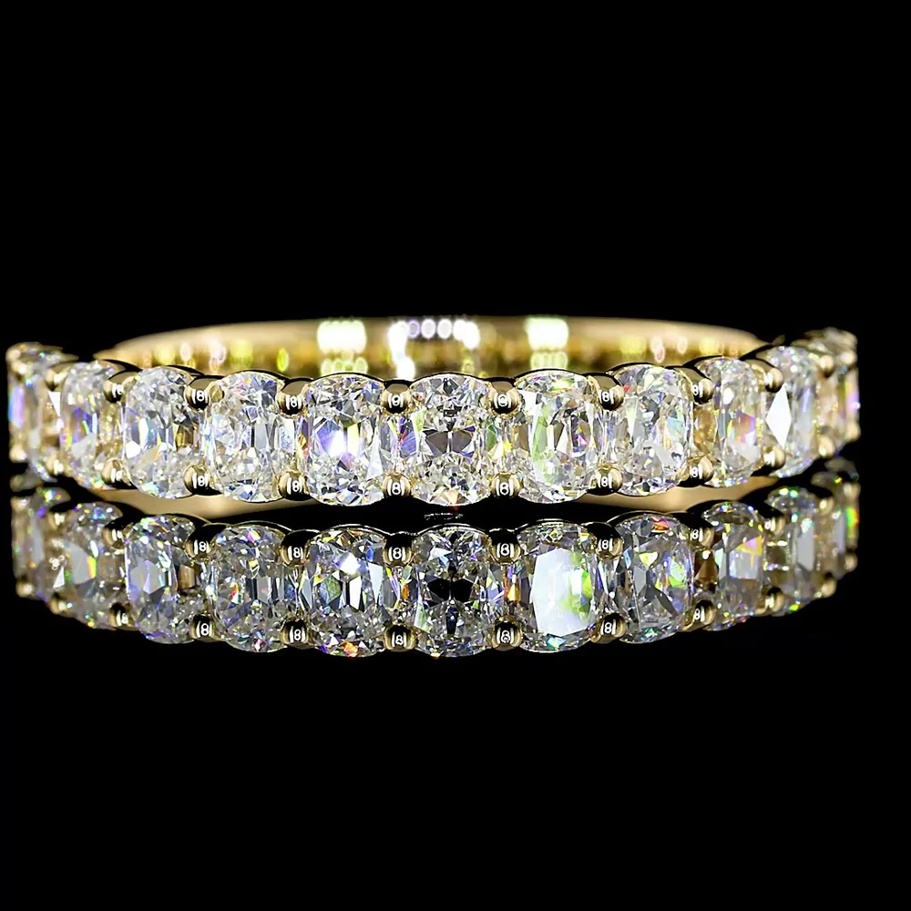 14K Yellow Gold Half Eternity Band with Prong Set Antique Cushion Cut Lab Diamonds - 1.21 Carat Total Diamond Weight - Covaloro Fine Jewelry - Image 2