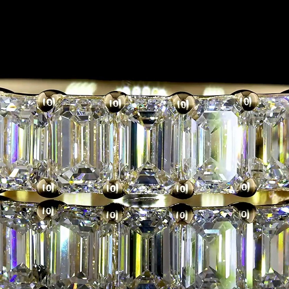14K Yellow Gold Half Eternity Band with Prong Set Emerald Cut Lab Diamonds - 1.57 Carat Total Diamond Weight (E-F Color, VS1 Clarity) - Covaloro Fine Jewelry - Image 2