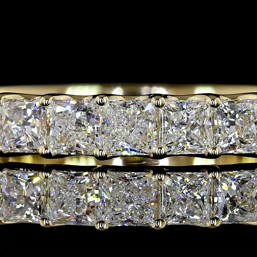 14K Yellow Gold Half Eternity Band with Prong Set Princess Cut Lab Diamonds - 1.06 Carat Total Diamond Weight - Covaloro Fine Jewelry - Image 2
