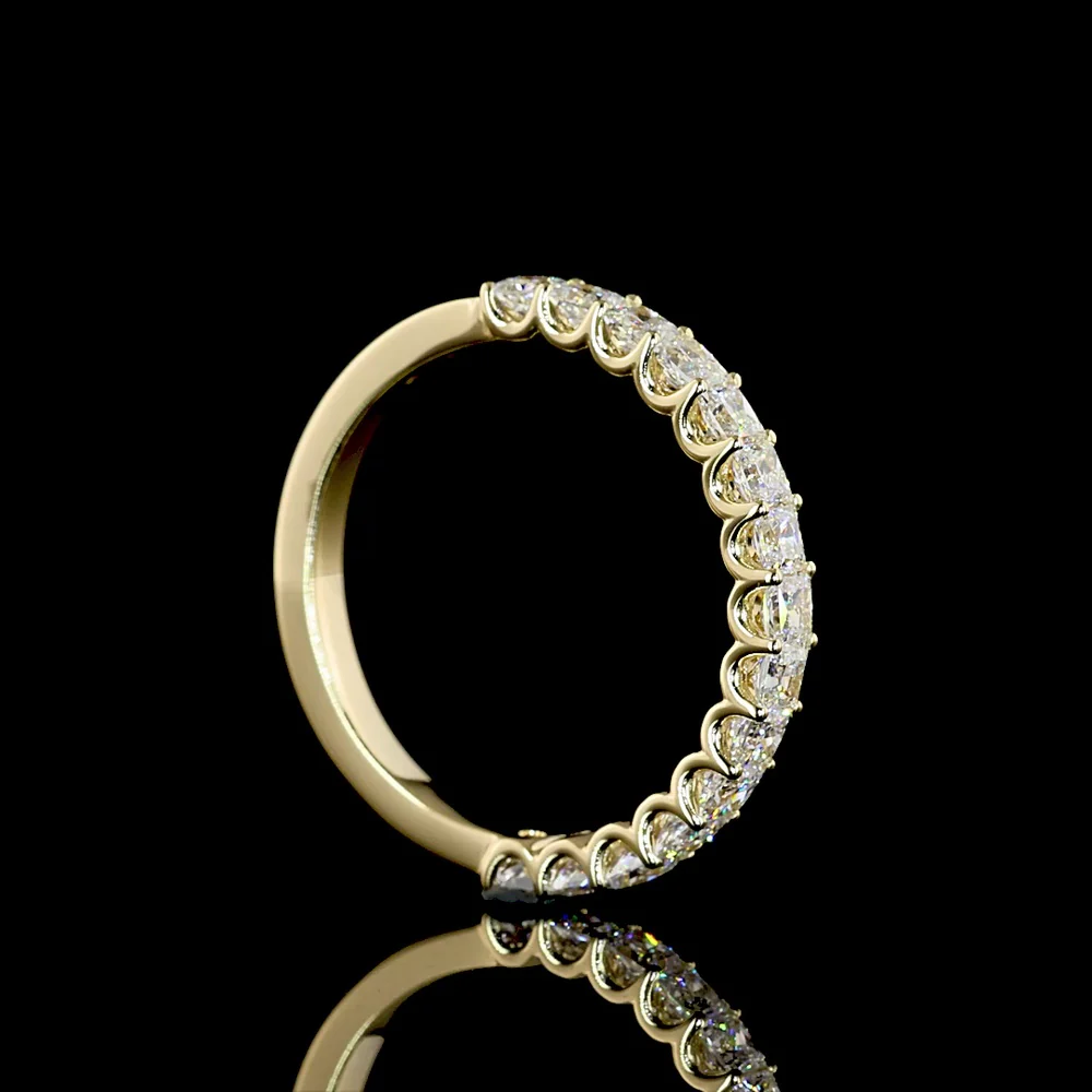14K Yellow Gold Half Eternity Band with Prong Set Princess Cut Lab Diamonds - 1.06 Carat Total Diamond Weight - Covaloro Fine Jewelry - Image 3
