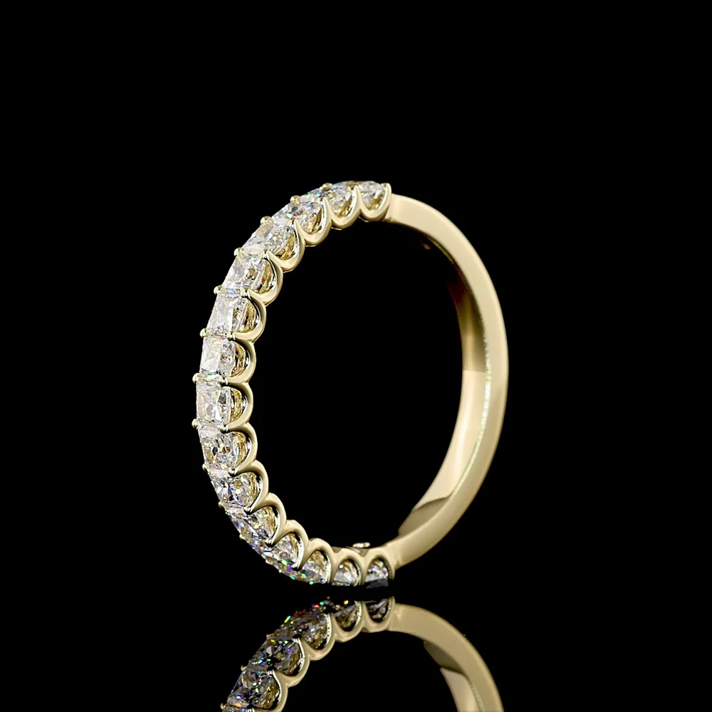14K Yellow Gold Half Eternity Band with Prong Set Princess Cut Lab Diamonds - 1.06 Carat Total Diamond Weight - Covaloro Fine Jewelry - Image 4