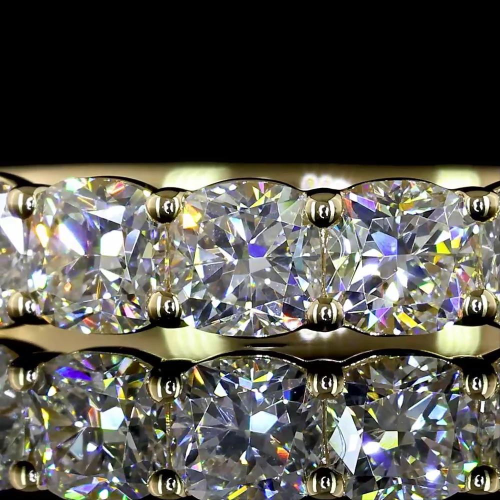 14K Yellow Gold Half Eternity Band with Square Cushion Brilliant Cut Lab-Grown Diamonds - 1.11 Carat Total Weight, 7 Stones, E-F Color, VS Clarity - Covaloro Fine Jewelry - Image 2