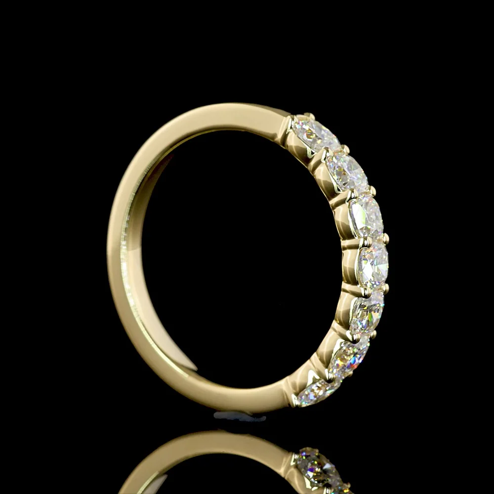 14K Yellow Gold Half Eternity Band with Square Cushion Brilliant Cut Lab-Grown Diamonds - 1.11 Carat Total Weight, 7 Stones, E-F Color, VS Clarity - Covaloro Fine Jewelry - Image 3