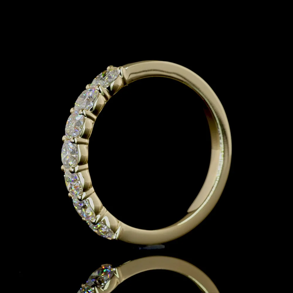 14K Yellow Gold Half Eternity Band with Square Cushion Brilliant Cut Lab-Grown Diamonds - 1.11 Carat Total Weight, 7 Stones, E-F Color, VS Clarity - Covaloro Fine Jewelry - Image 4
