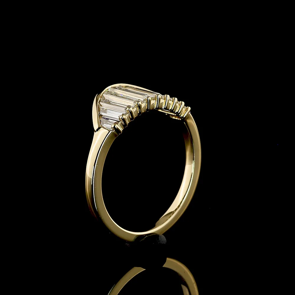 14K Yellow Gold Half Eternity Band with Tapered Baguette Lab Diamonds - 1.19 Carat Total Weight - Covaloro Fine Jewelry - Image 4