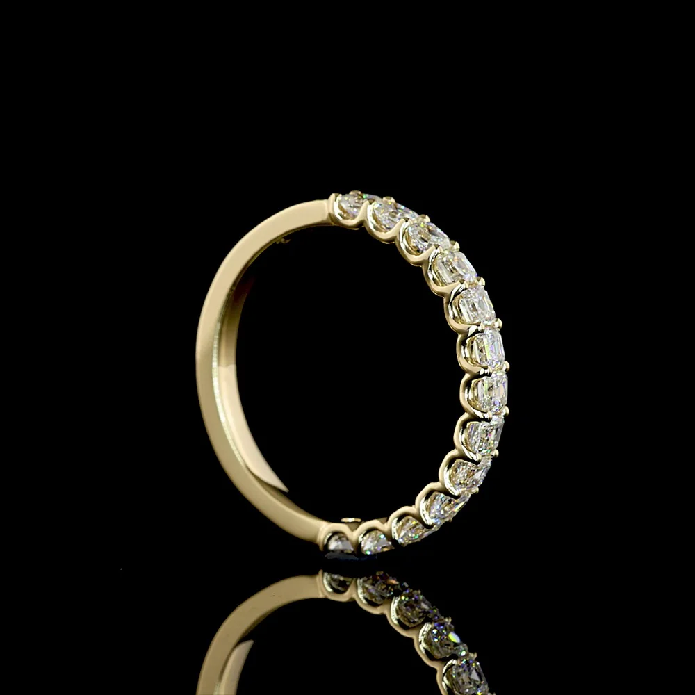14K Yellow Gold Half Eternity Band with U-Prong Set Asscher Cut Lab Diamonds - 0.99 Carat Total Diamond Weight - Covaloro Fine Jewelry - Image 3