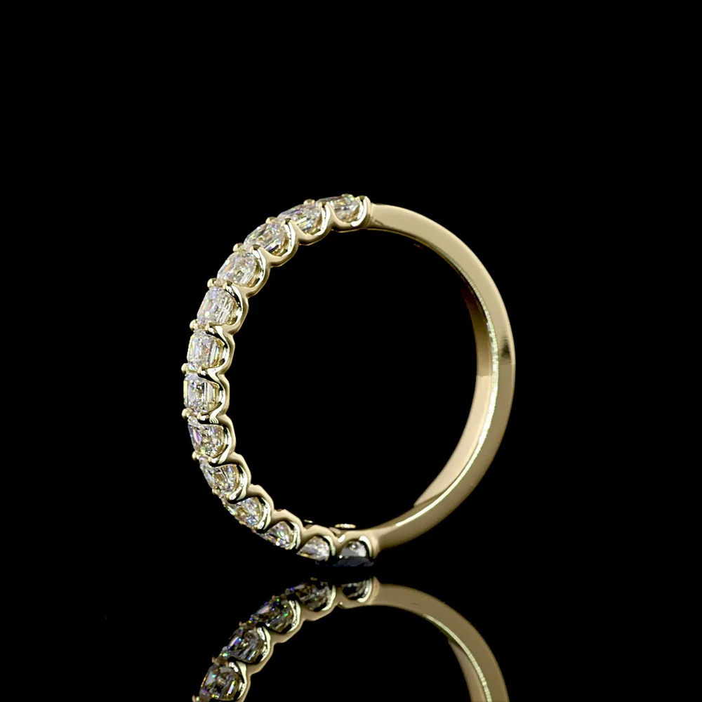 14K Yellow Gold Half Eternity Band with U-Prong Set Asscher Cut Lab Diamonds - 0.99 Carat Total Diamond Weight - Covaloro Fine Jewelry - Image 4