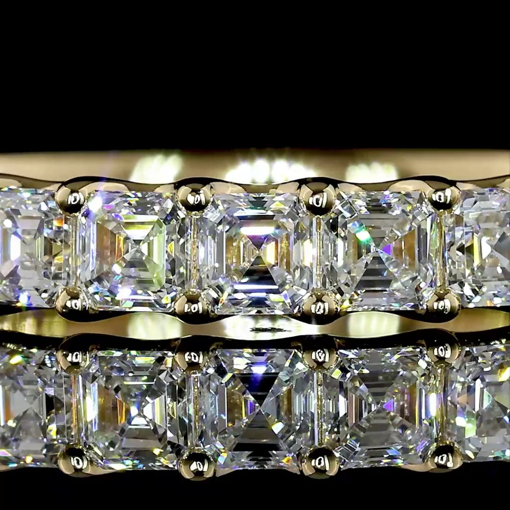 14K Yellow Gold Half Eternity Band with U-Prong Set Asscher Cut Lab Diamonds - 1.11 Carats Total Diamond Weight - Covaloro Fine Jewelry - Image 2