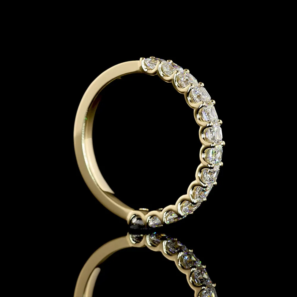 14K Yellow Gold Half Eternity Band with U-Prong Set Asscher Cut Lab Diamonds - 1.11 Carats Total Diamond Weight - Covaloro Fine Jewelry - Image 3