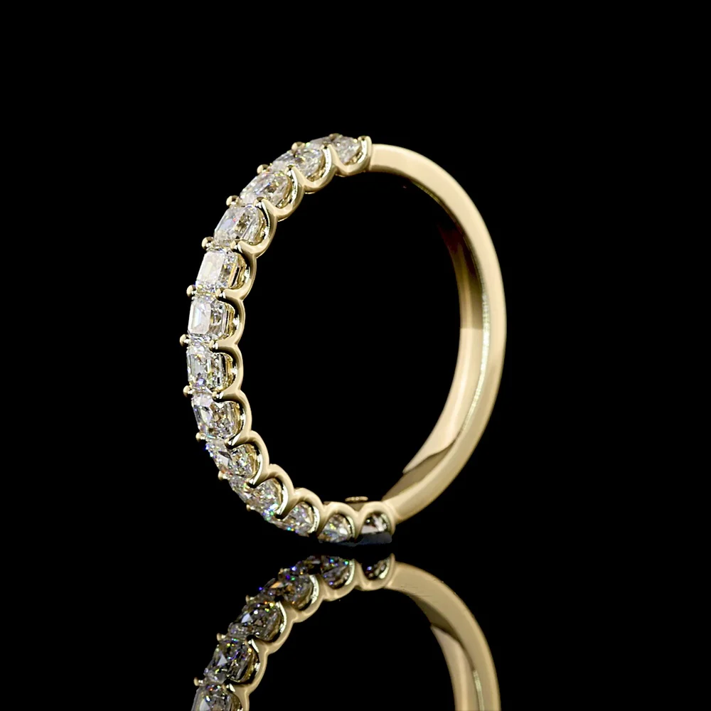 14K Yellow Gold Half Eternity Band with U-Prong Set Asscher Cut Lab Diamonds - 1.11 Carats Total Diamond Weight - Covaloro Fine Jewelry - Image 4