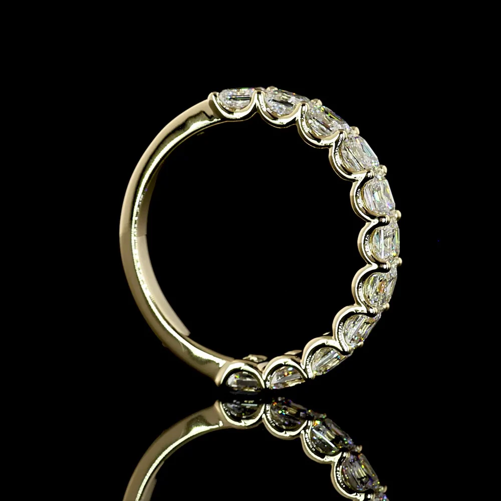 14K Yellow Gold Half Eternity Band with U-Prong Set Asscher Cut Natural Diamonds - 2.12 Carat Total Diamond Weight - Covaloro Fine Jewelry - Image 3