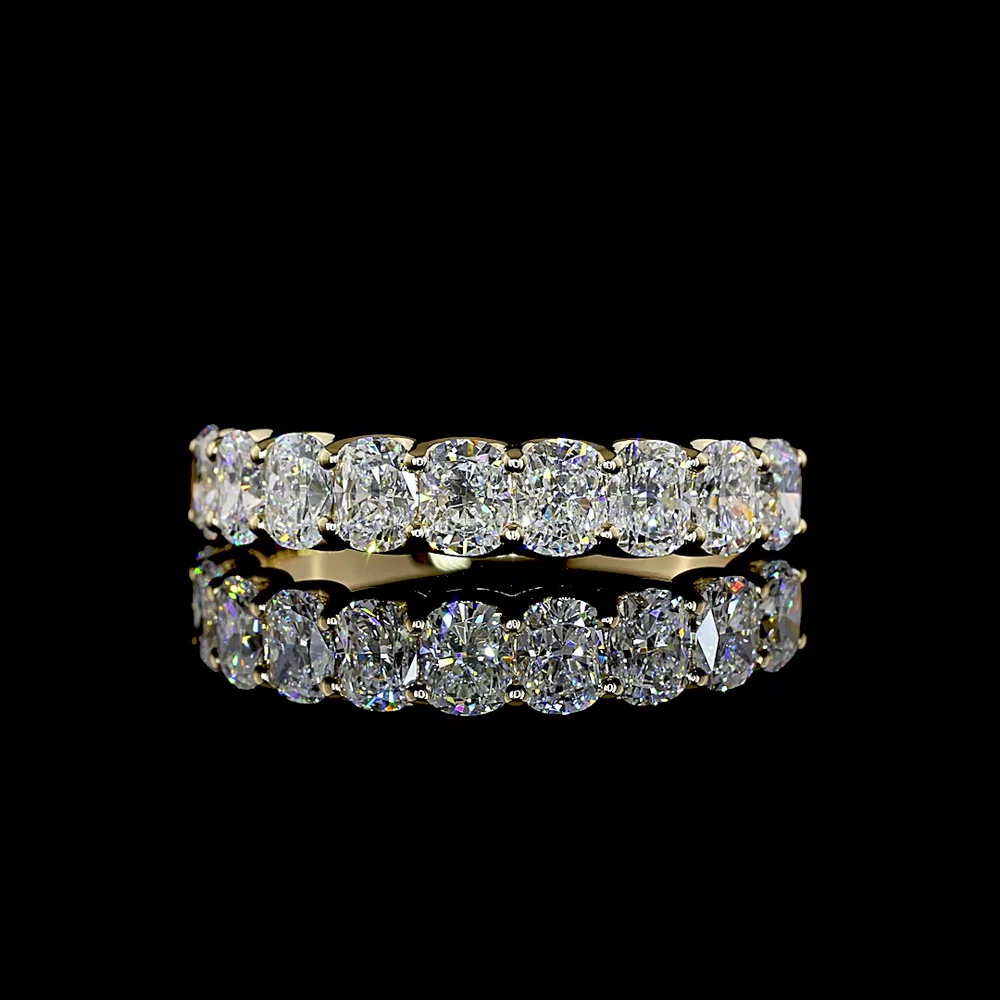14K Yellow Gold Half Eternity Band with U-Prong Set Cushion Brilliant Cut Lab Diamonds - 1.59 Carat Total Weight - Covaloro Fine Jewelry