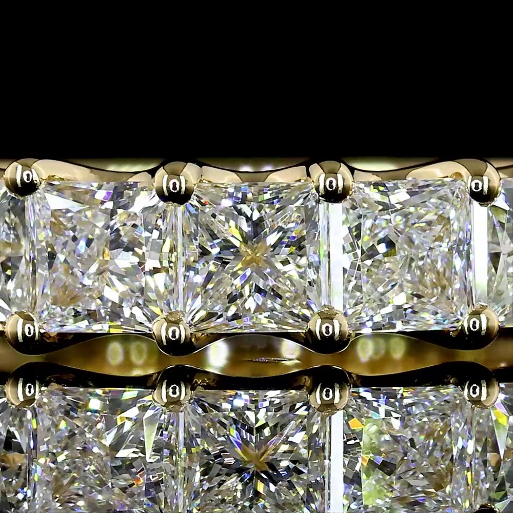 14K Yellow Gold Half Eternity Band with U-Prong Set Princess Cut Lab Diamonds - 2.03 Carat Total Diamond Weight - Covaloro Fine Jewelry - Image 2
