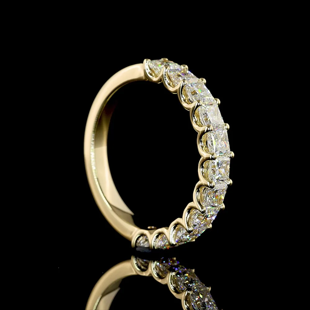 14K Yellow Gold Half Eternity Band with U-Prong Set Princess Cut Lab Diamonds - 2.03 Carat Total Diamond Weight - Covaloro Fine Jewelry - Image 3