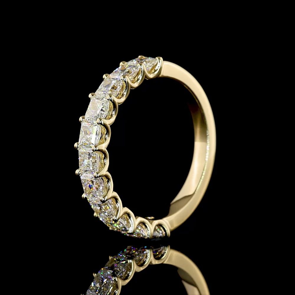 14K Yellow Gold Half Eternity Band with U-Prong Set Princess Cut Lab Diamonds - 2.03 Carat Total Diamond Weight - Covaloro Fine Jewelry - Image 4