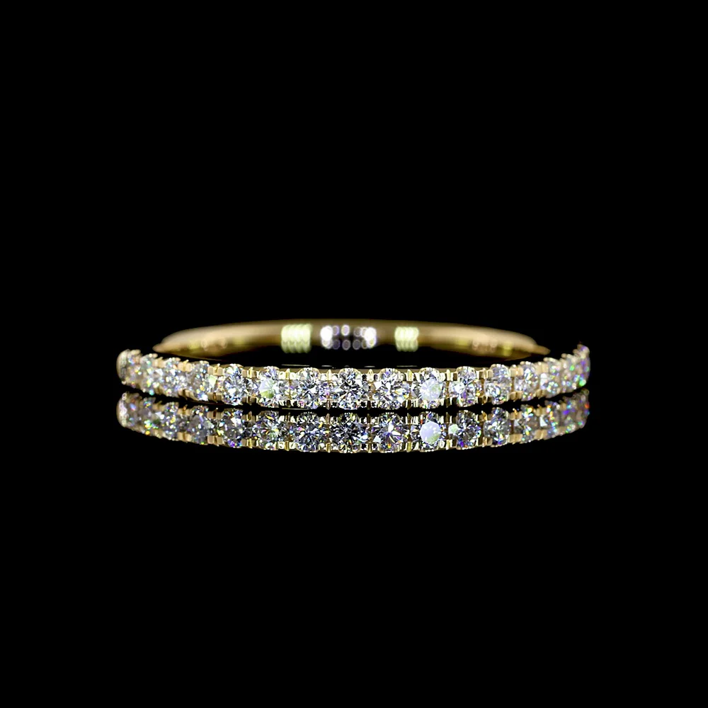 14K Yellow Gold Half Eternity Band with U-Prong Set Round Lab Diamonds - 0.29 Carat Total Diamond Weight - Covaloro Fine Jewelry